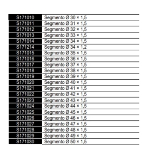 SEGMENTI STANDARD PER CANNA CROMATA