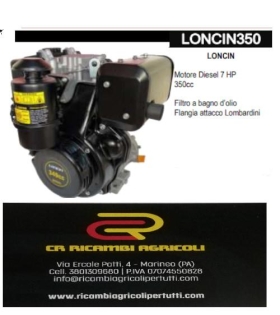 LONCIN Motore Diesel 7 HP 350cc Filtro a bagno d’olio Flangia attacco Lombardini