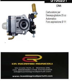 CINA Carburatore per Decespugliatore 25 cc Automatico  Foro aspirazione Ø 11