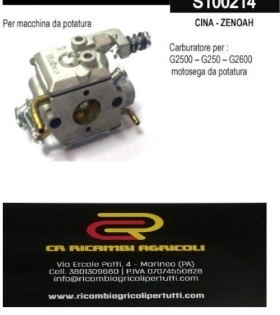 CINA - ZENOAH Carburatore per : G2500 – G250 – G2600  motosega da potatura