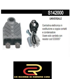 Centralina elettronica in  sostituzione a coppia contatti  e condensatore Usare solo candela con  resistor cod S330057