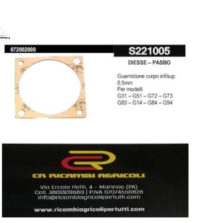 DIESSE – PASBO Guarnizione corpo inf/sup  0,5mm Per modelli G31 – G51 – G72 – G73  G83 – G14 – G84 – G94