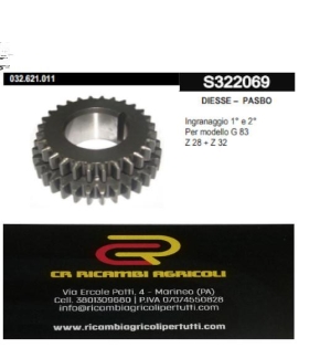 DIESSE – PASBO  Ingranaggio 1° e 2°  Per modello G 83  Z 28 + Z 32