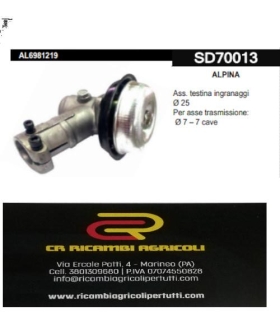 ALPINA testina ingranaggi Ø 25 Per asse trasmissione: Ø 7 – 7 cave