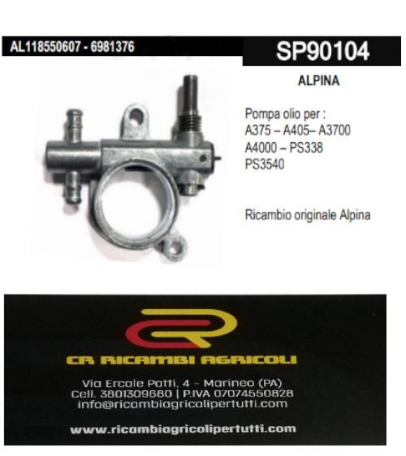 Immagine 2 di ALPINA  Pompa olio per : A375 – A405– A3700  A4000 – PS338 PS3540  Ricambio originale Alpina