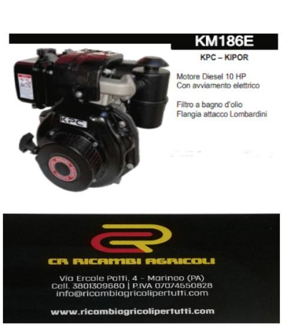 Immagine 0 di KPC – KIPOR   Motore Diesel 10 HP Con avviamento elettrico  Filtro a bagno d’olio Flangia attacco Lombardini