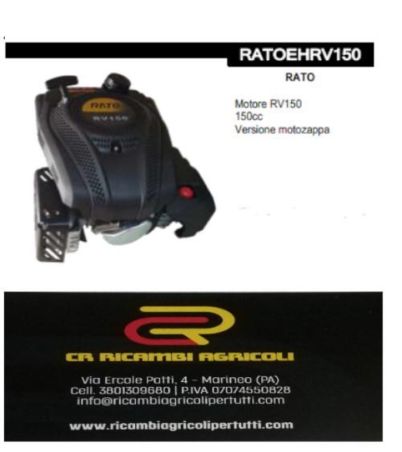 Immagine 0 di RATO Motore RV150 150cc Versione motozappa