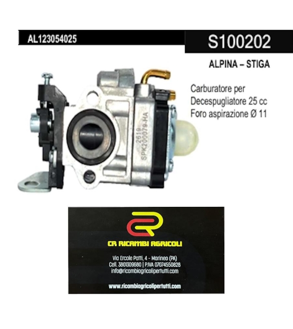 Immagine 0 di ALPINA – STIGA Carburatore per Decespugliatore 25 cc Foro aspirazione Ø 11