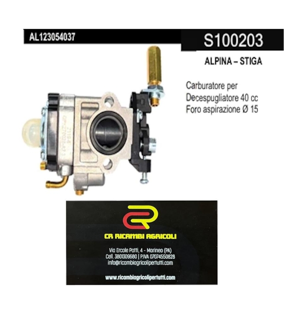 Immagine 0 di ALPINA – STIGA Carburatore per Decespugliatore 40 cc Foro aspirazione Ø 15