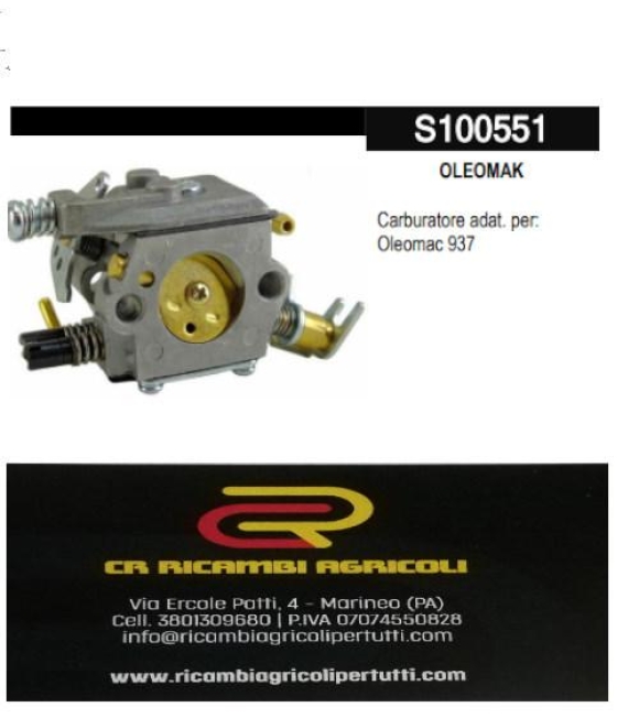 Immagine 0 di OLEOMAK Carburatore adat. per: Oleomac 937