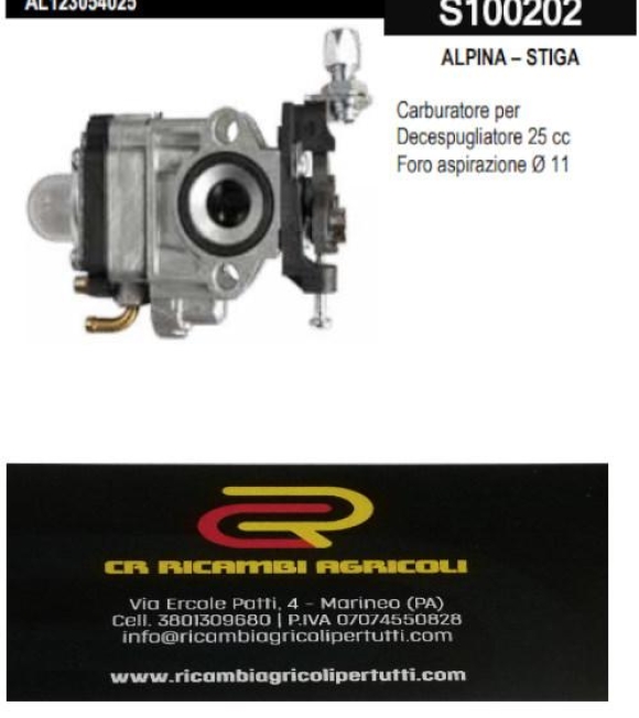 Immagine 0 di ALPINA – STIGA   Carburatore per Decespugliatore 25 cc Foro aspirazione Ø 11