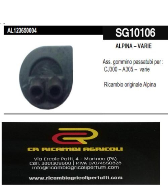 Immagine 0 di ALPINA – VARIE  gommino passatubi per  CJ300 – A305 – varie originale Alpina