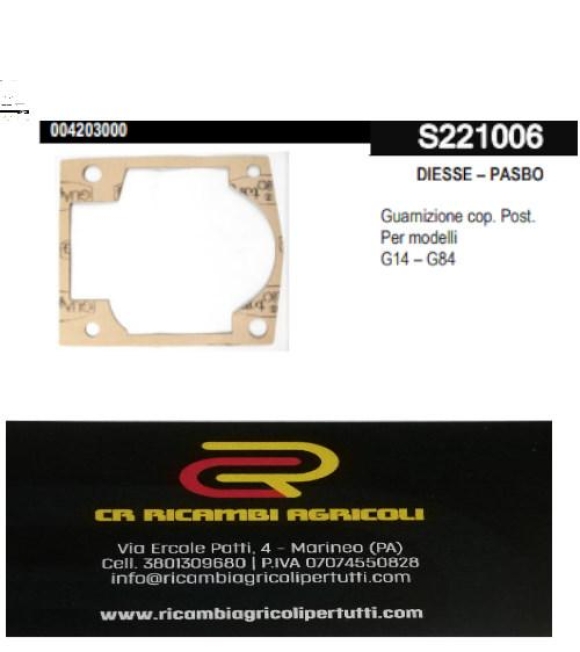 Immagine 0 di DIESSE – PASBO Guarnizione cop. Post.  Per modelli G14 – G84